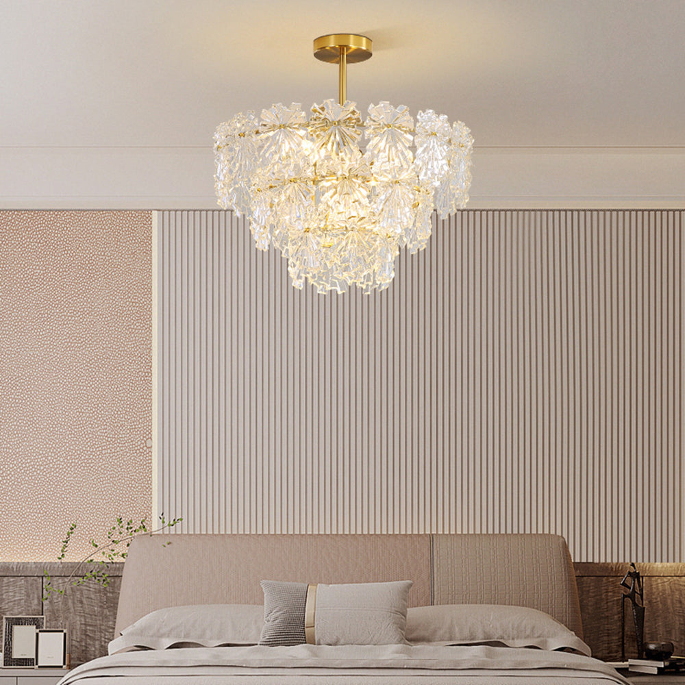 Kristy Elegant Gold Pendant Light 3 Rings, Metal/Glass