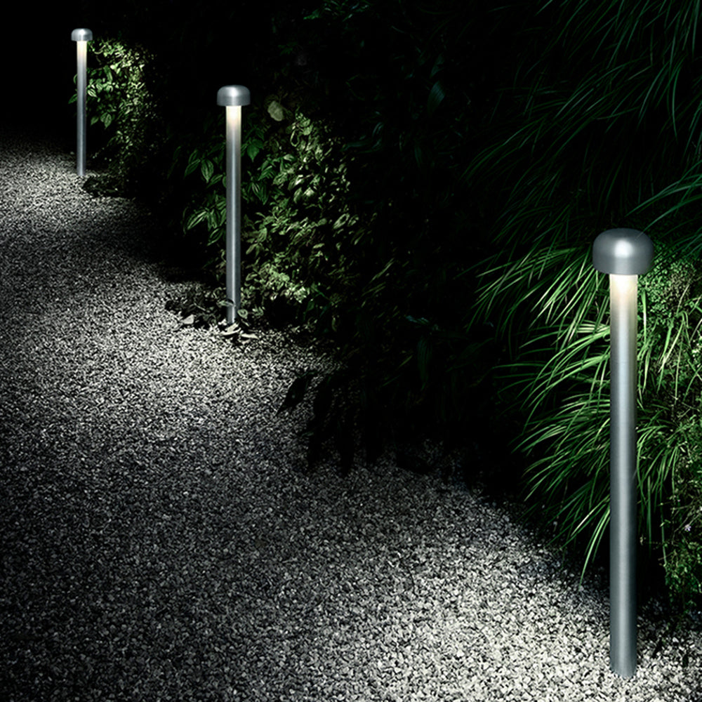 Ray Modern Metal Mushroom Shaped Outdoor Path Light, Silver/Black - Neutralighting