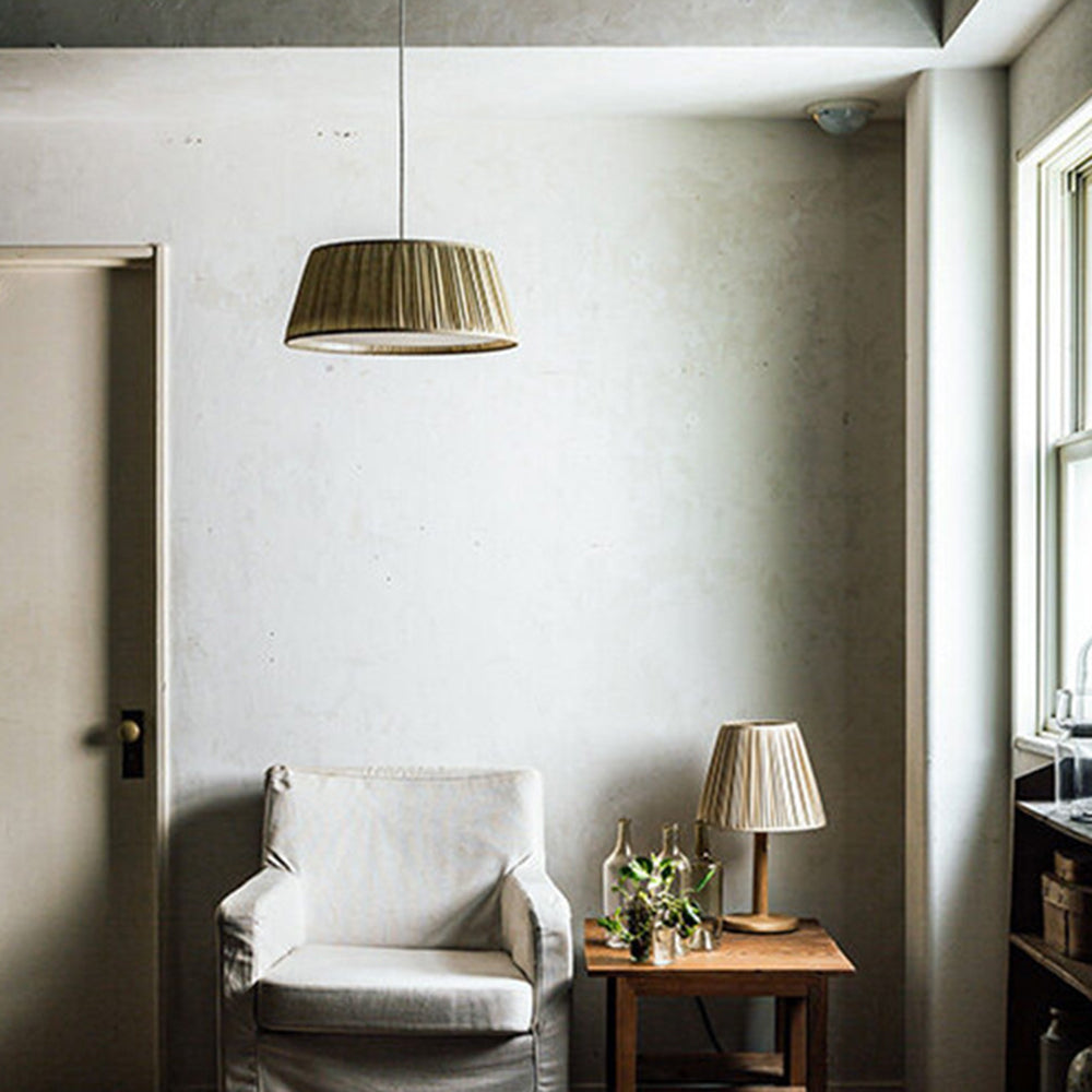 Ritta Pleated Pendant Light Wabi Sabi, Metal/Fabric, Living Room - Neutralighting