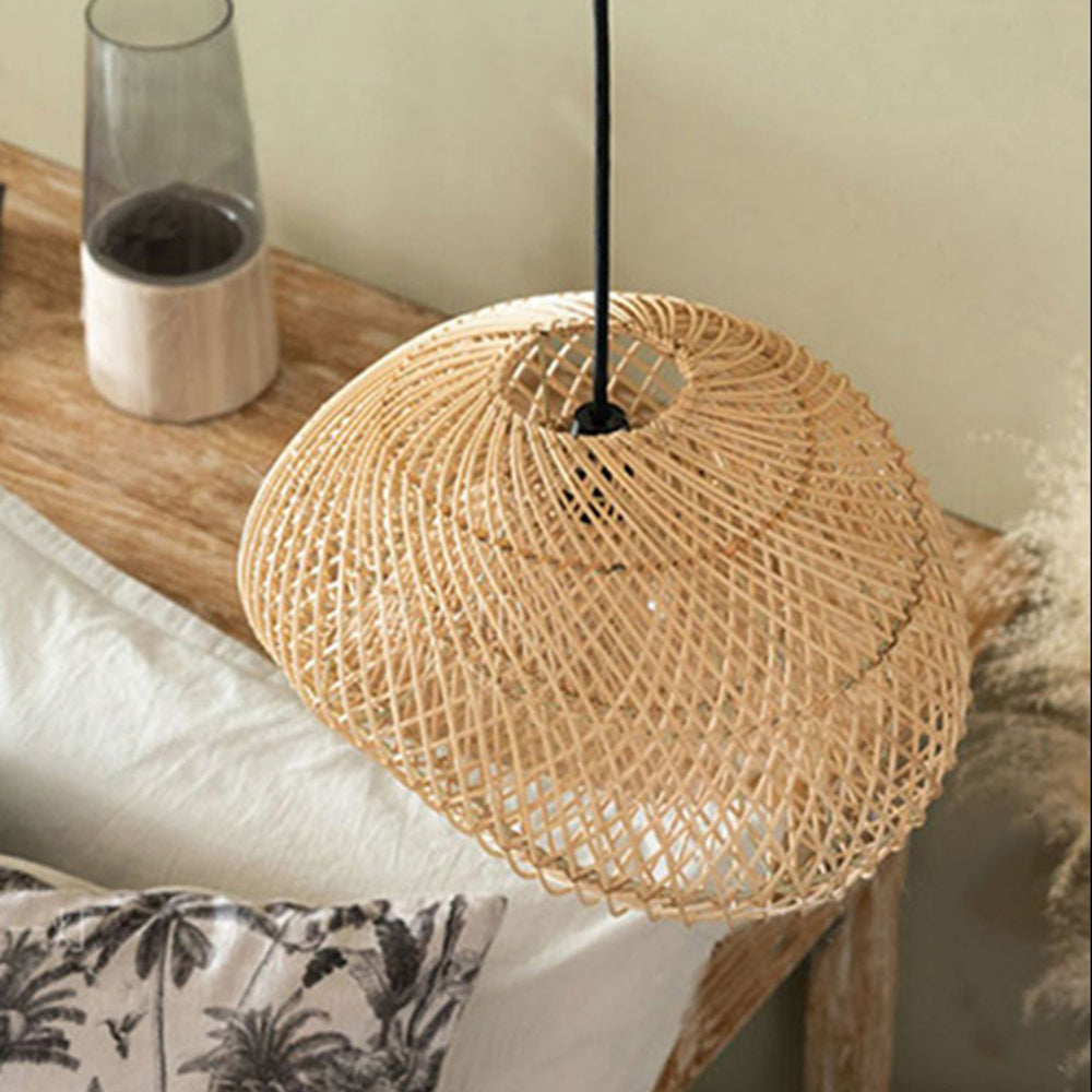 Juno Rustic Rattan Pendant Light Living Room