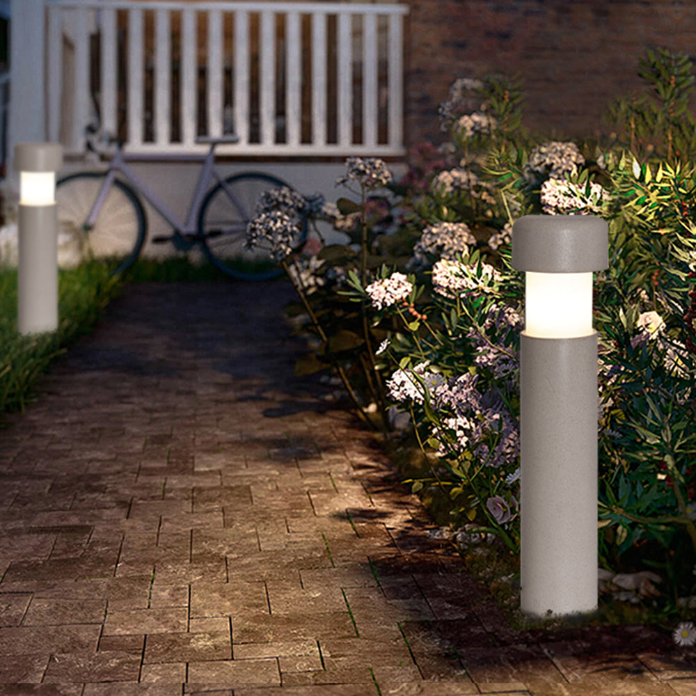 Ray Modern Metal Cylindrical Outdoor Path Light, Grey - Neutralighting