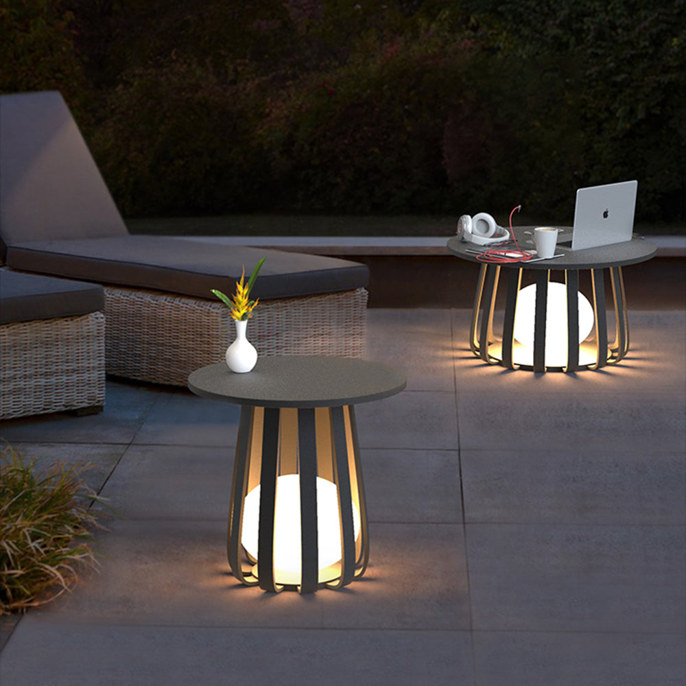 Ray Table Metal Outdoor Solar Floor Lamp, Hardwired/Solar, Black - Neutralighting