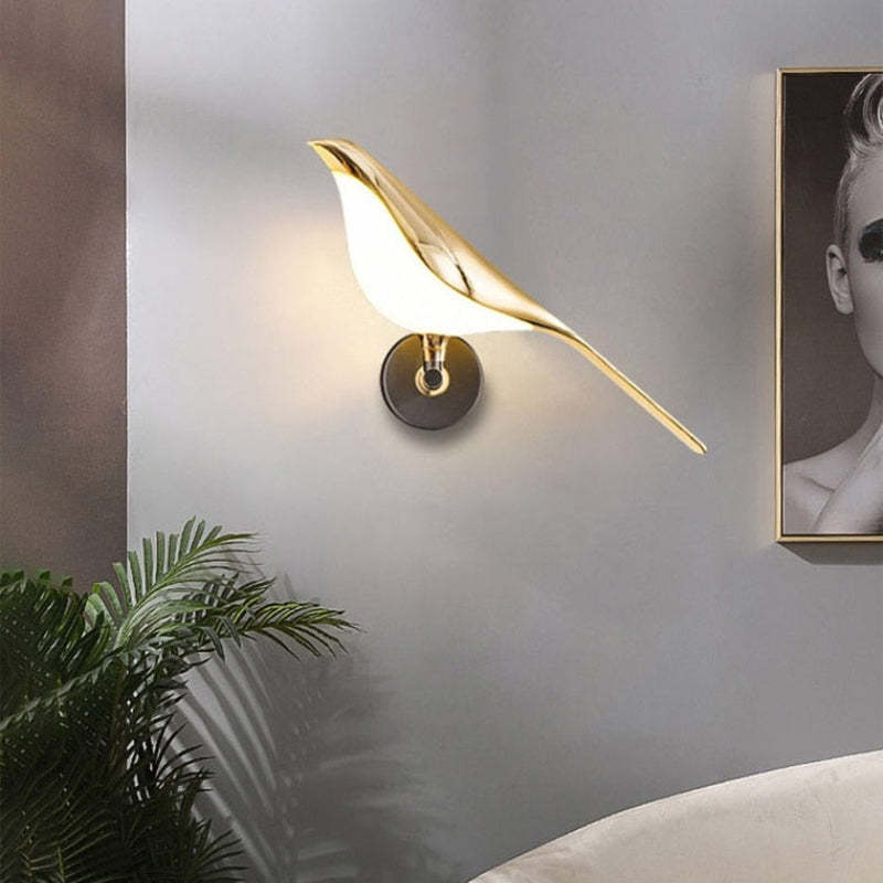 Arisha Minimalist Magpie Bird Metal Wall Lamp, Bedroom - Neutralighting