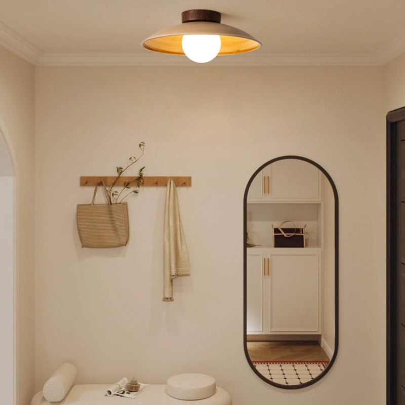 Muto Vintage Flush Mount Ceiling Light Wood/Metal/Glass Bar/Hotel - Neutralighting