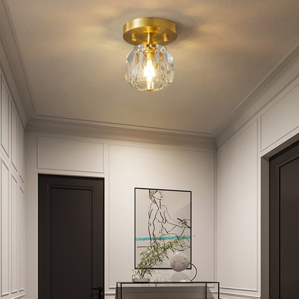 Kristy Luxury Diamond Metal/Acrylic Flush Mount Ceiling Light, Gold - Neutralighting