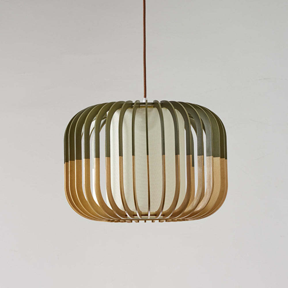Muto Modern Birdcage Wood Pendant Light - Neutralighting
