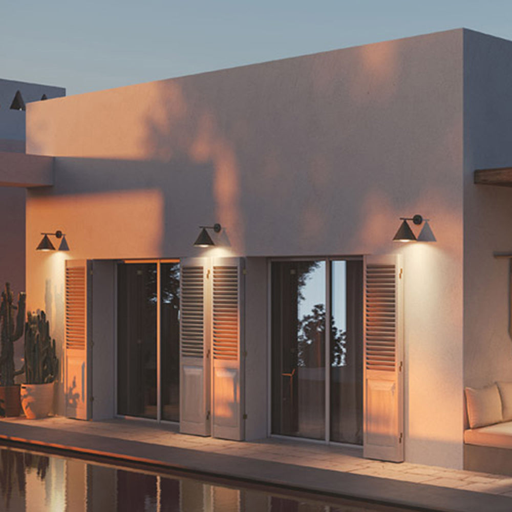 Ray Modern Minimalist Cone Metal Outdoor Waterproof Wall Lamp，Black/Gold - Neutralighting