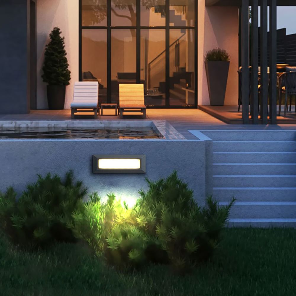 Ray Modern Metal Rectangular Outdoor Deck/Step Light, Black - Neutralighting