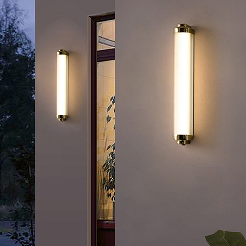Ray Minimalist Cylindrical Metal Outdoor Wall Lamp, Black/Gold/Silver - Neutralighting