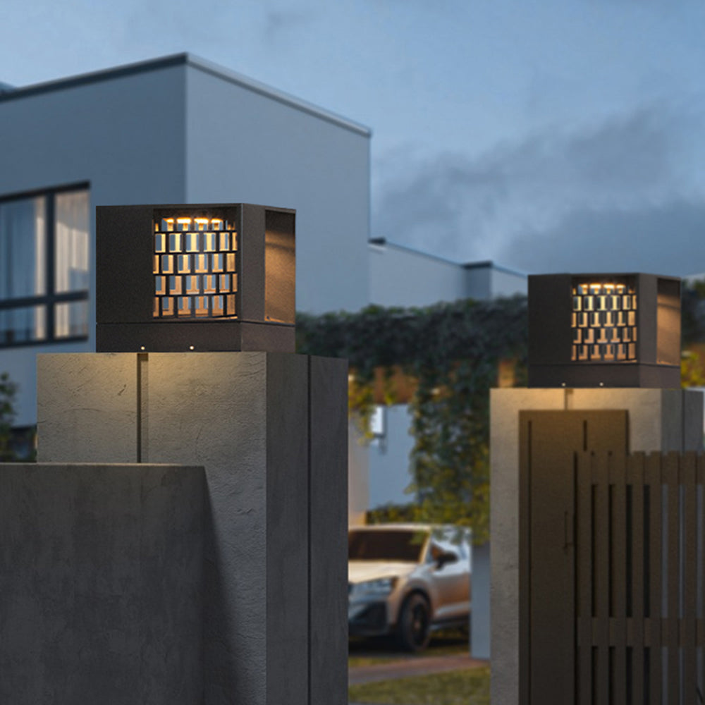 Ray Modern Pattern Metal Acrylic Outdoor Table Lamps, Black - Neutralighting