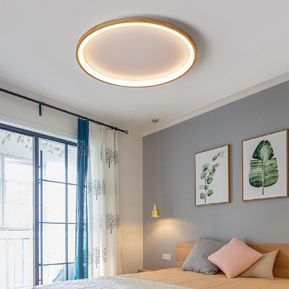 Muto Wood Inner Halo Flush Mount Ceiling Light - Neutralighting