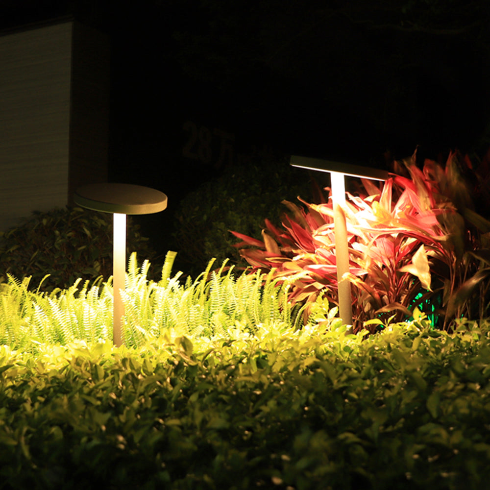 Pena Modern Metal Disc Solar Outdoor Bollard Light, Black - Neutralighting