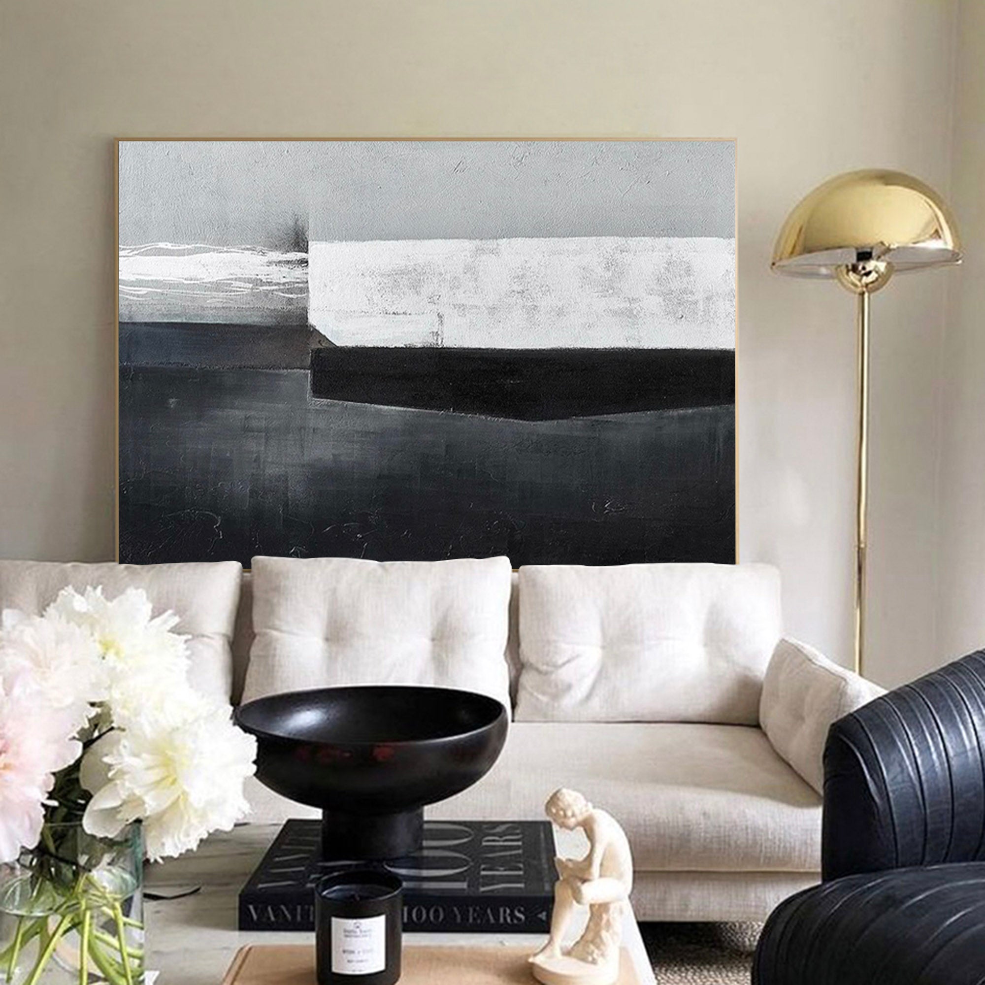 Monochrome Layered Textured Abstract Contemporary Wall Accent Piece