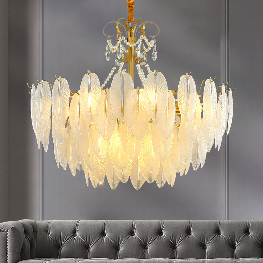 Kristy Elegant Pearl/Glass/Metal Chandelier, White - Neutralighting