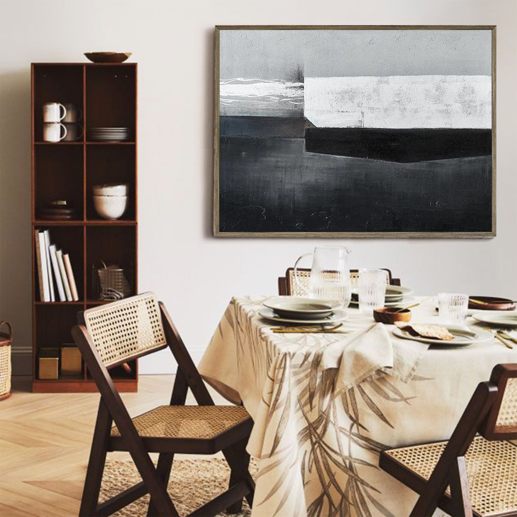 Monochrome Layered Textured Abstract Contemporary Wall Accent Piece