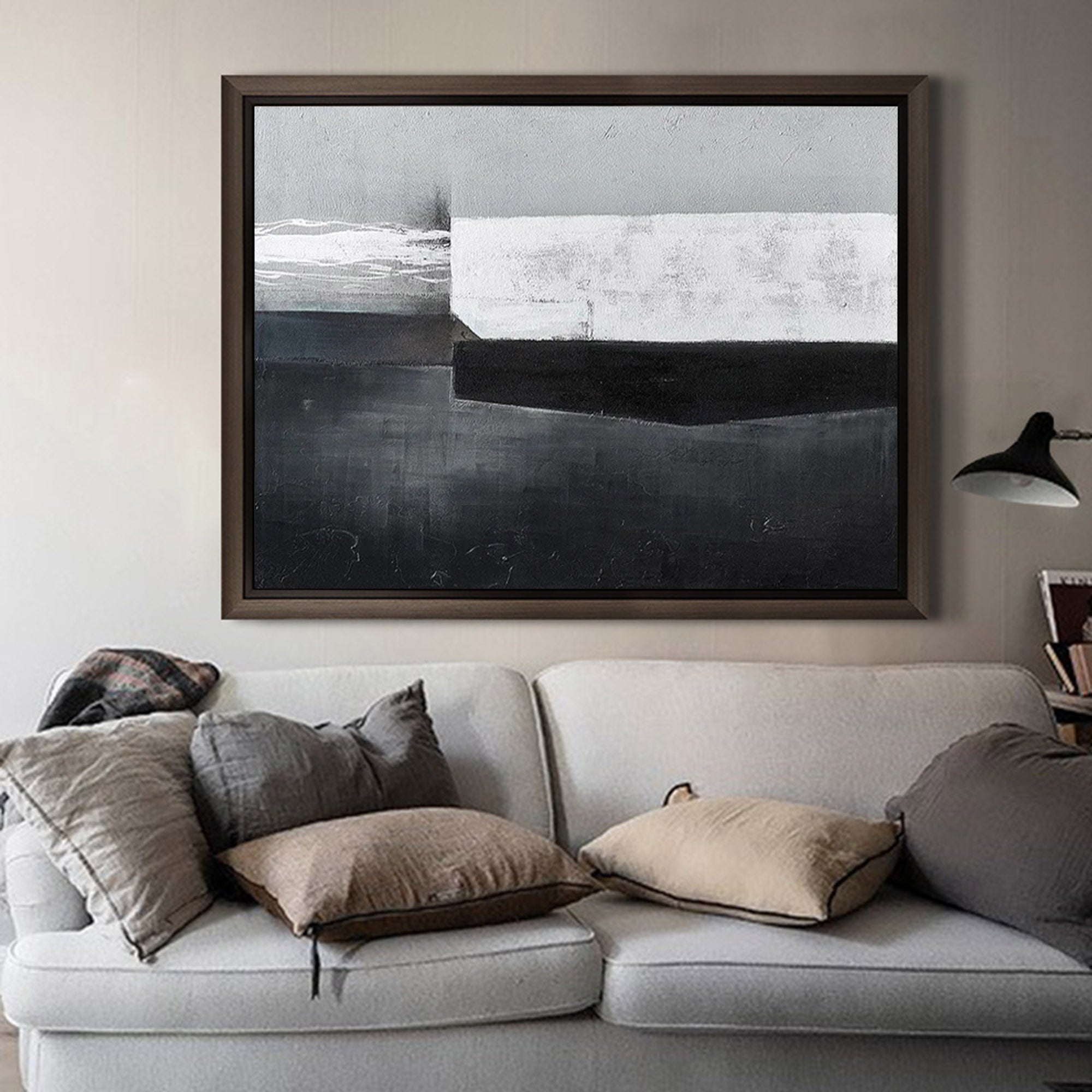 Monochrome Layered Textured Abstract Contemporary Wall Accent Piece