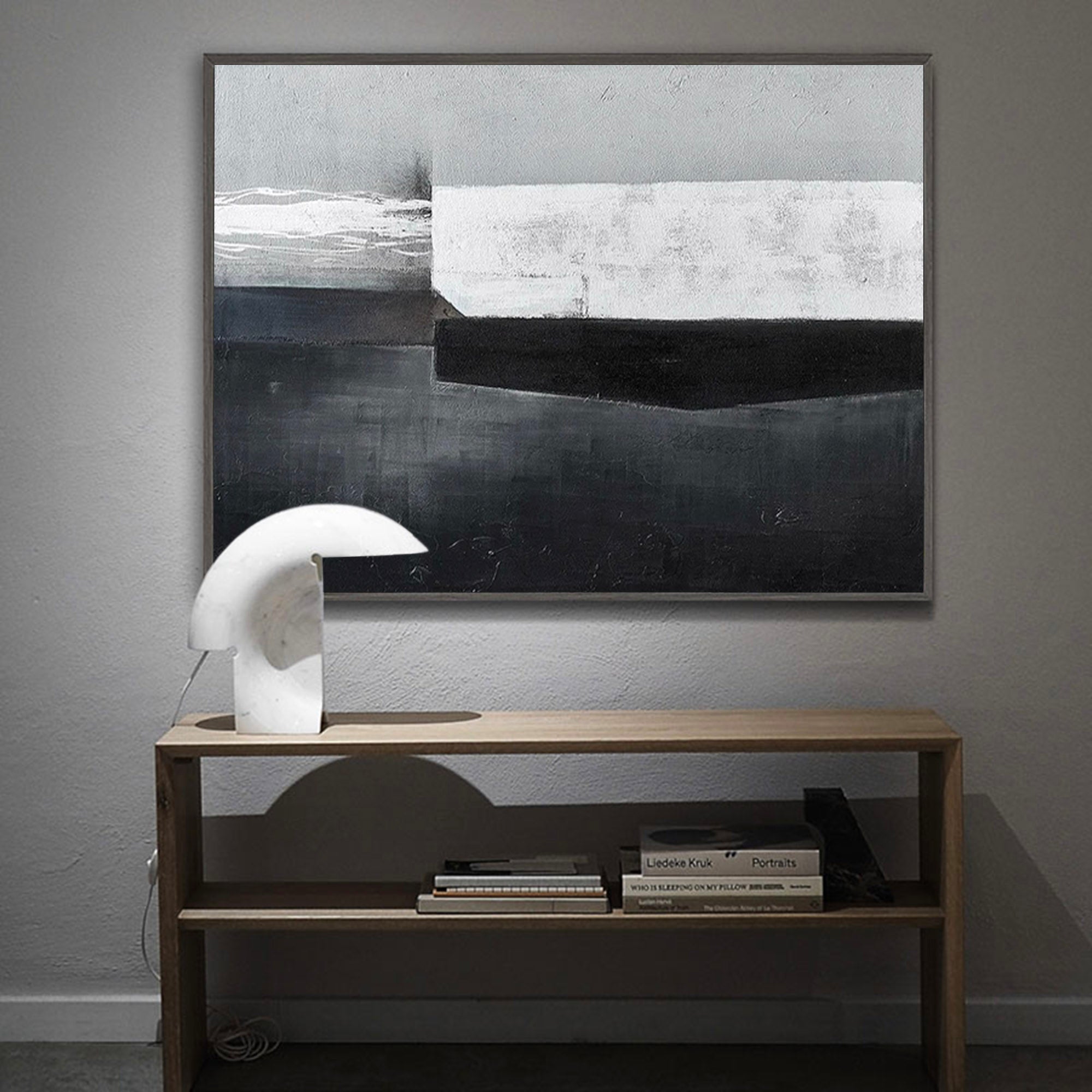 Monochrome Layered Textured Abstract Contemporary Wall Accent Piece