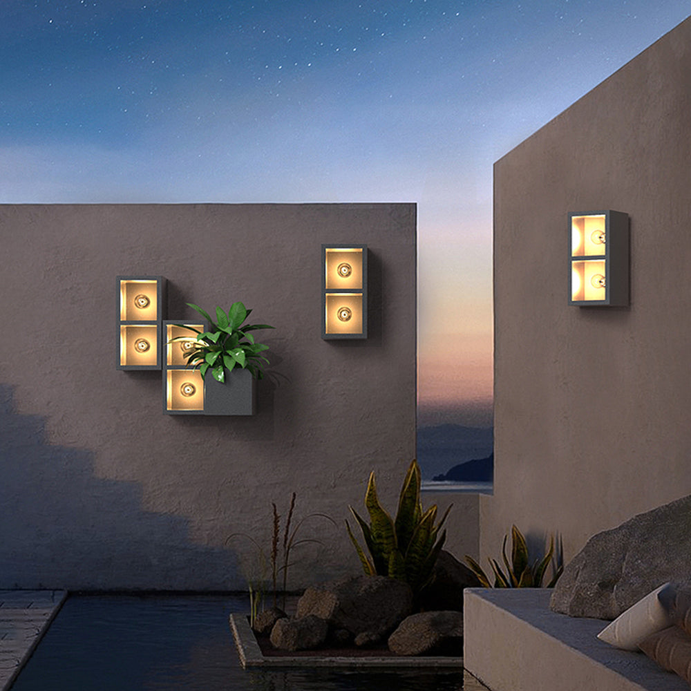 Ray Modern Cube Square Metal/Glass Outdoor Wall Lamp, Black - Neutralighting