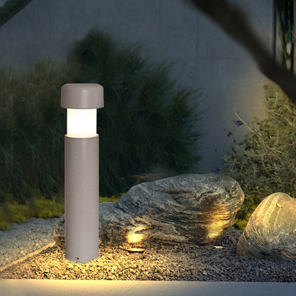 Ray Modern Metal Cylindrical Outdoor Path Light, Grey - Neutralighting