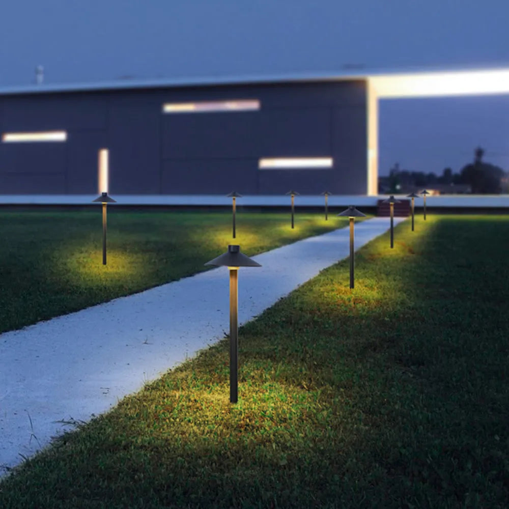 Drex Contemporary Metal Cap-Shaped Outdoor Path Light, Black - Neutralighting