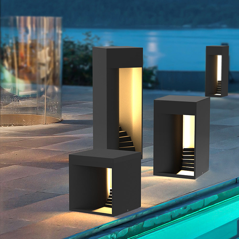 Ray Minimalist Waterproof Cuboid Rechargeable/Solar Lamp de Table, Black/White - Neutralighting