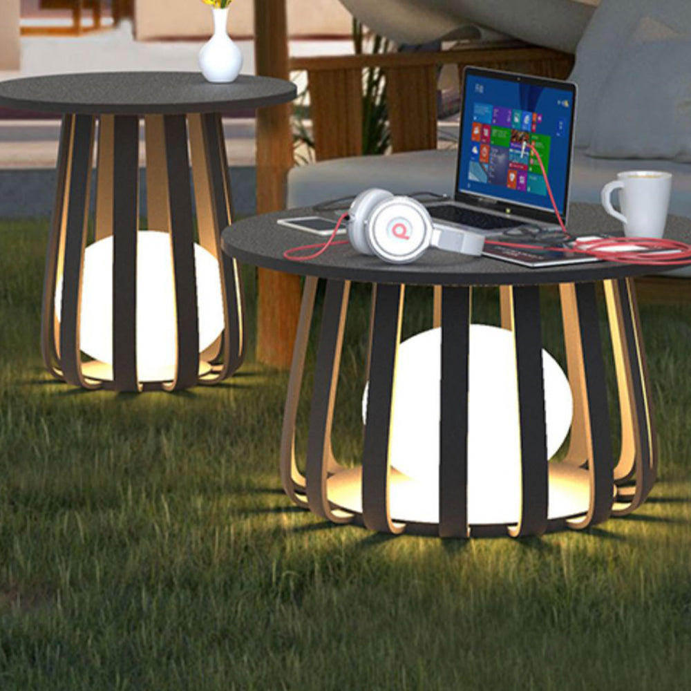 Ray Table Metal Outdoor Solar Floor Lamp, Hardwired/Solar, Black - Neutralighting