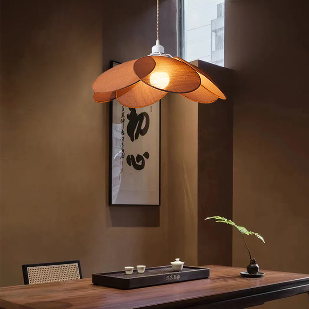 Ritta Minimalist Fabric Flower Pendant Light, Orange/Brown/Beige - Neutralighting