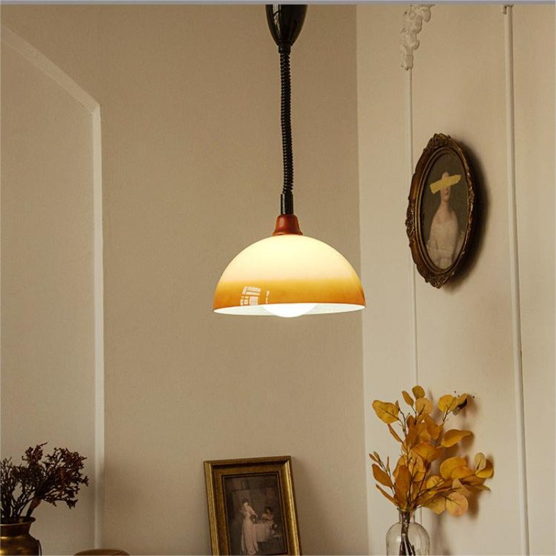 Valentina Retro LED Round Pendant Light Adjustable Brown Dining Room - Neutralighting
