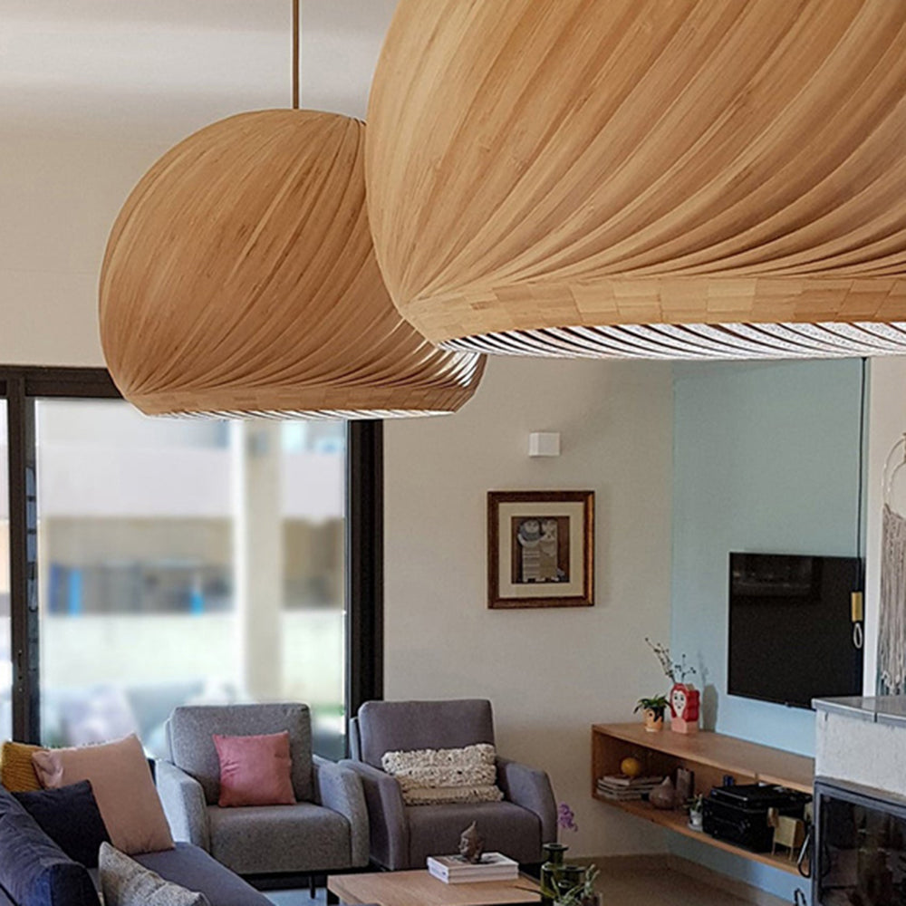Muto Farmhouse Semi Metal Pendant Light, Brown/Wood - Neutralighting