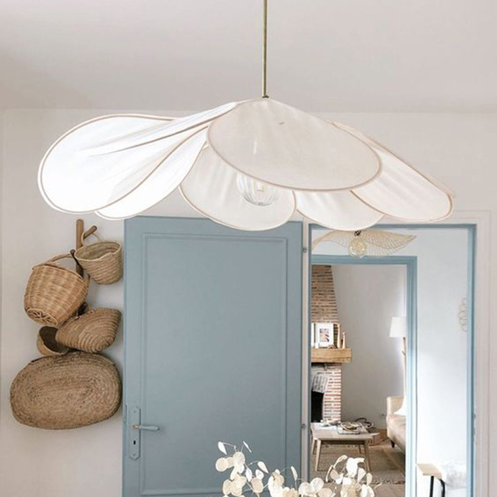 Ritta Pendant Light Vintage Rustic Wabi Sabi, Fabric, White/Brown - Neutralighting