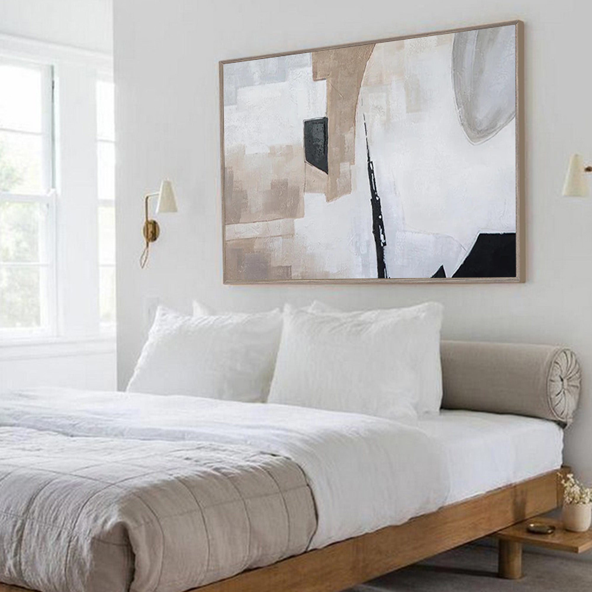 Earth‑Tone Block Abstract Modern Sophisticated Living Space Wall Statement