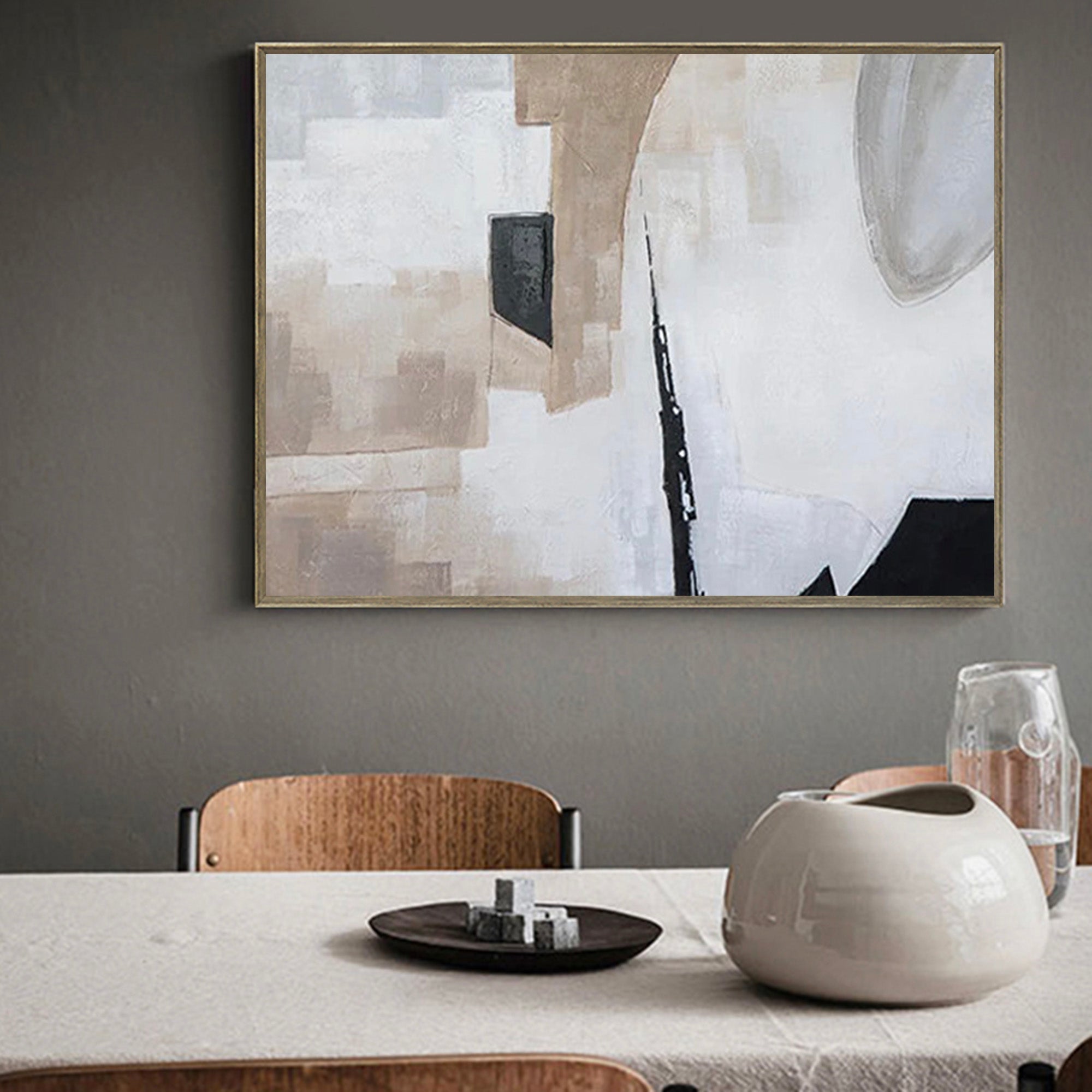 Earth‑Tone Block Abstract Modern Sophisticated Living Space Wall Statement