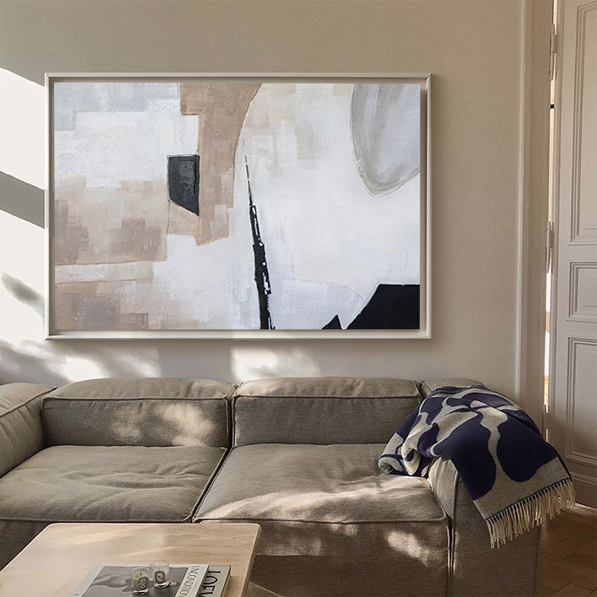 Earth‑Tone Block Abstract Modern Sophisticated Living Space Wall Statement