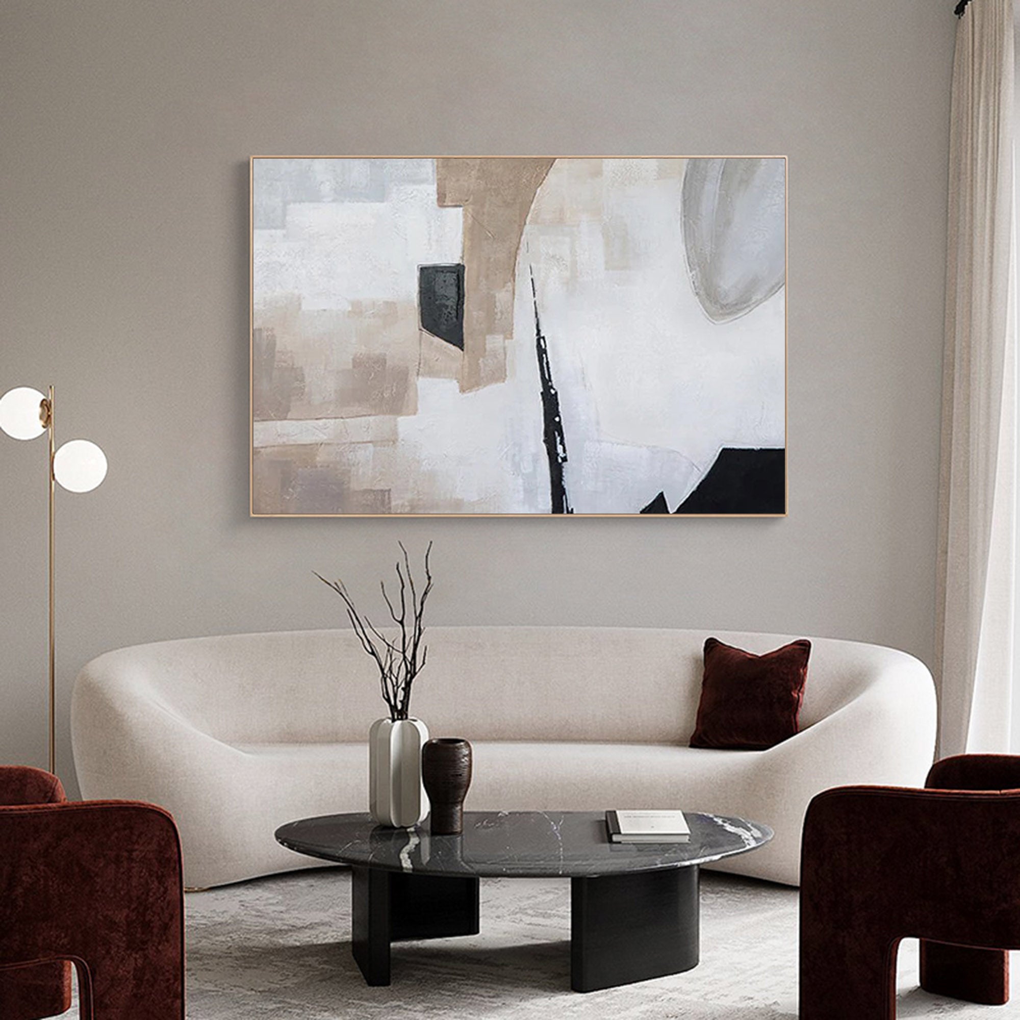 Earth‑Tone Block Abstract Modern Sophisticated Living Space Wall Statement
