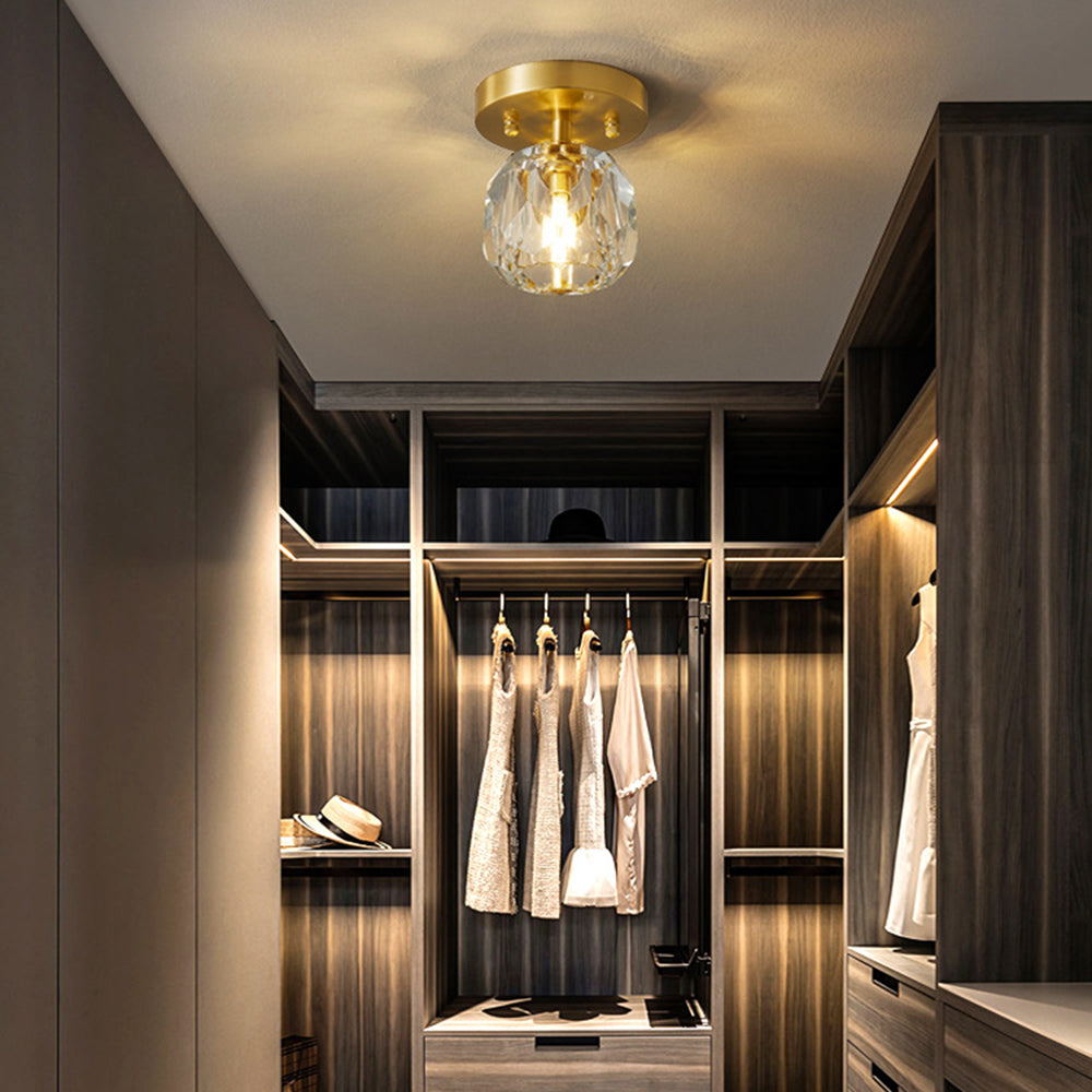 Kristy Luxury Diamond Metal/Acrylic Flush Mount Ceiling Light, Gold - Neutralighting