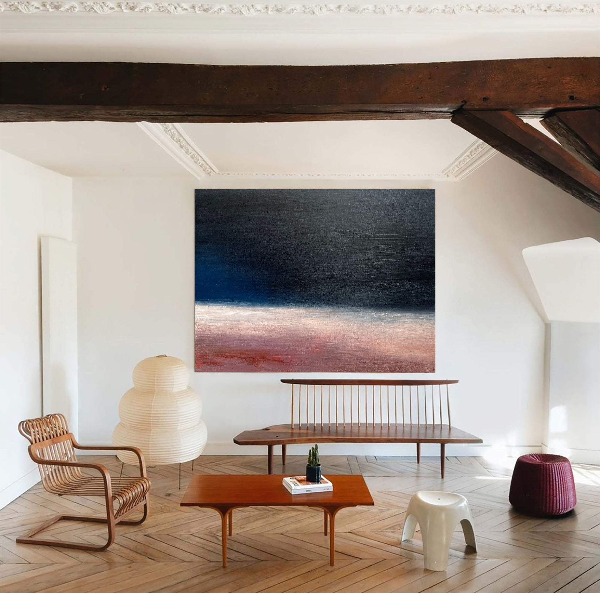 Gradient Horizon Minimal Abstract Unstretched Linen Canvas Wall Art