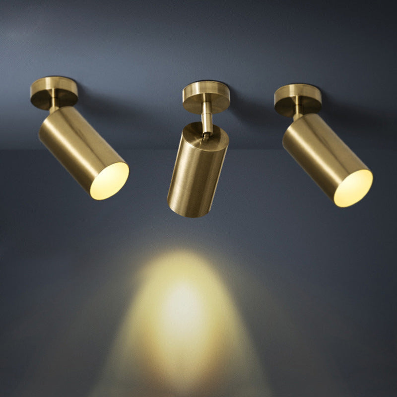 Aria Moderno Gold Cylinder Spotlight Background Flush Mount Ceiling Light, Metal - Neutralighting