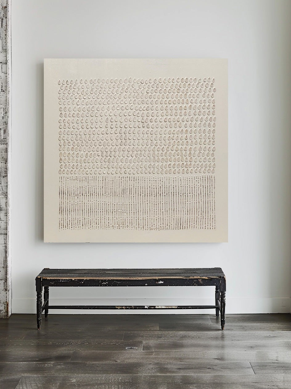 Wabi Sabi Beige Linear Textured Abstract Wall Art