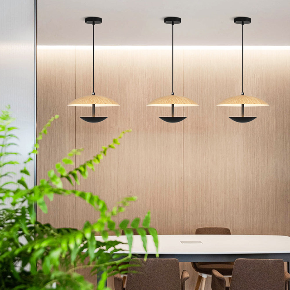 Muto Nordic LED Frisbee Pendant Light Wood & Brown - Neutralighting