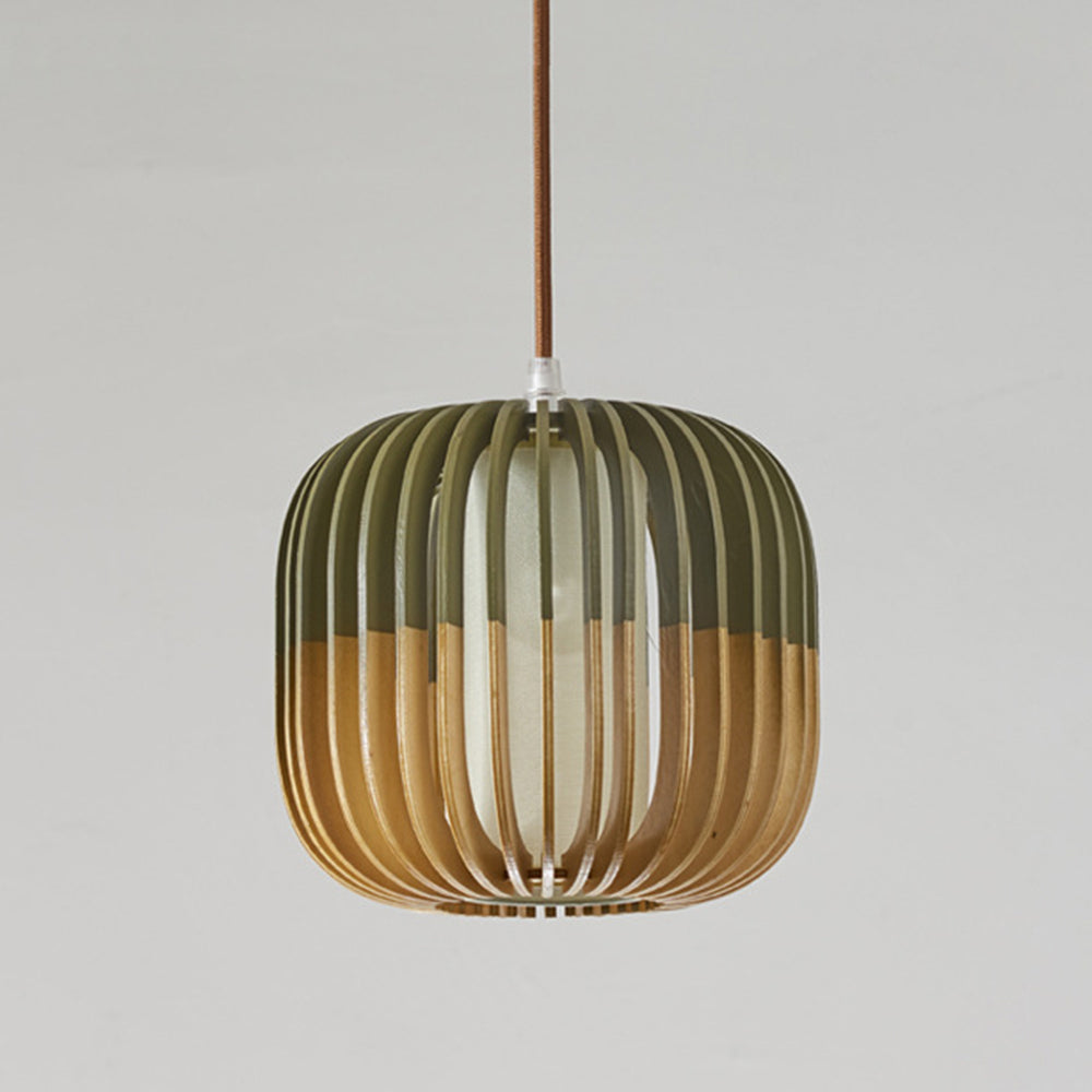 Muto Modern Birdcage Wood Pendant Light - Neutralighting