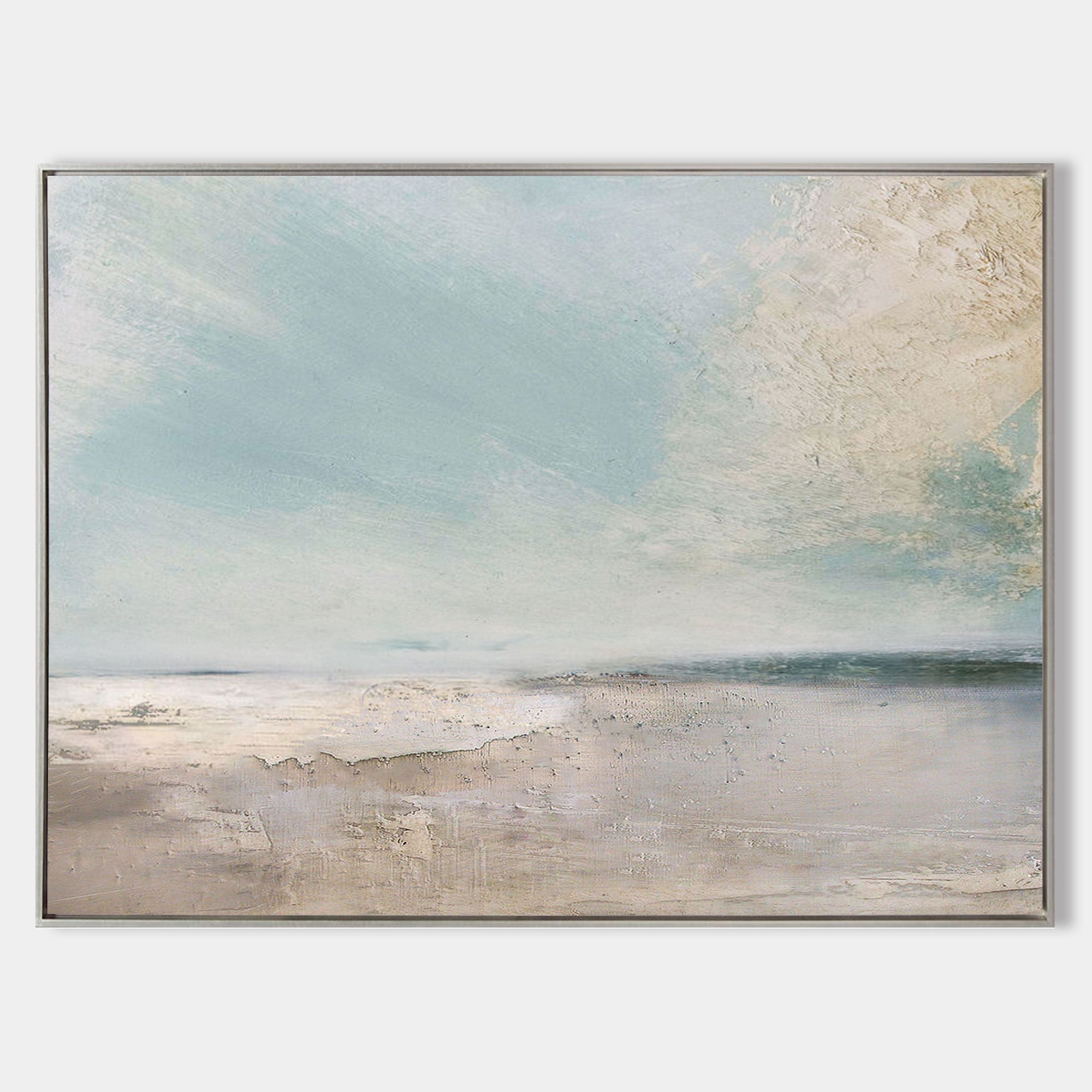 Soft Coastal Blue Beige Seascape Textured Wall Art