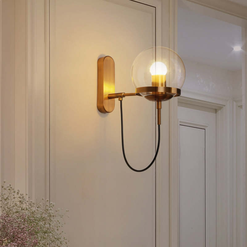 Silva Rustic Retro Glass Globe Wall Lamp, Black/Bronze - Neutralighting
