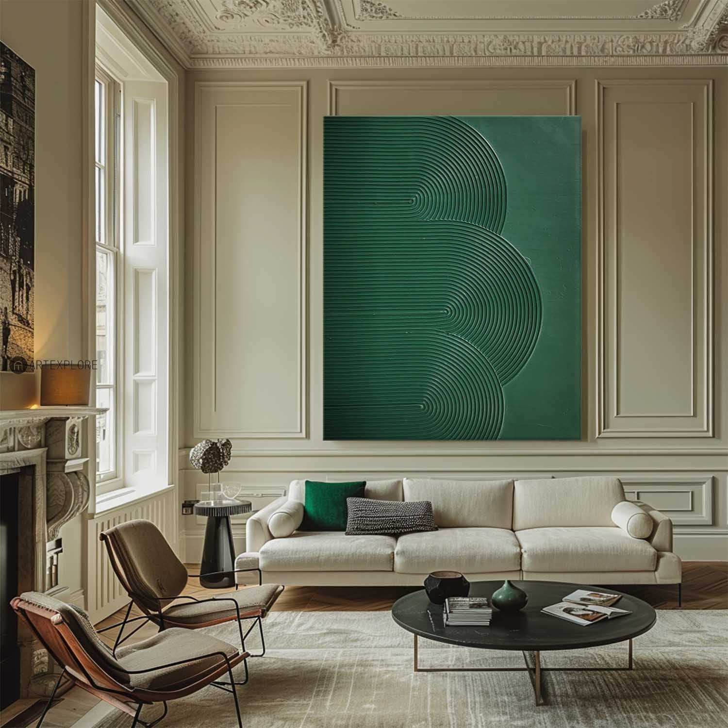 Dark Green Layered Arch 3D Textured Wall Art