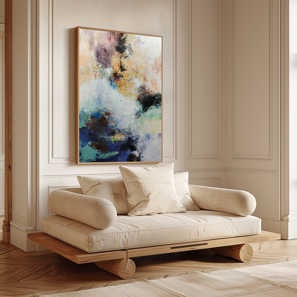 Abstract Blue Black Mixed Media Textured Wall Art