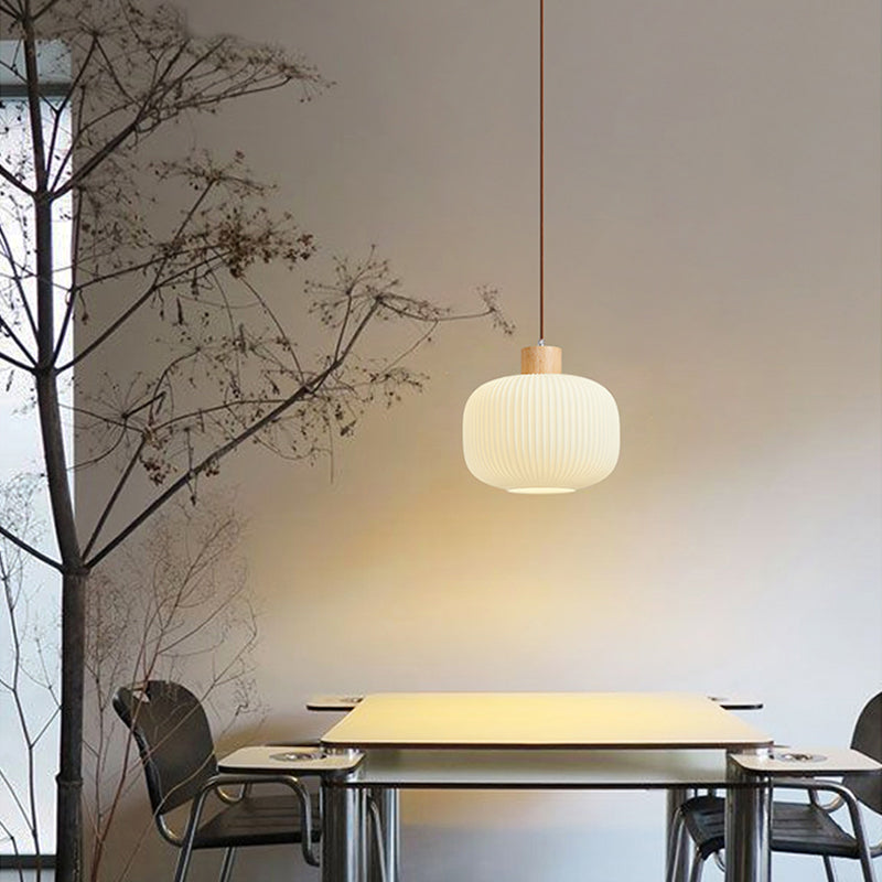 Muto Modern Wood/Glass Pendant Light, White - Neutralighting