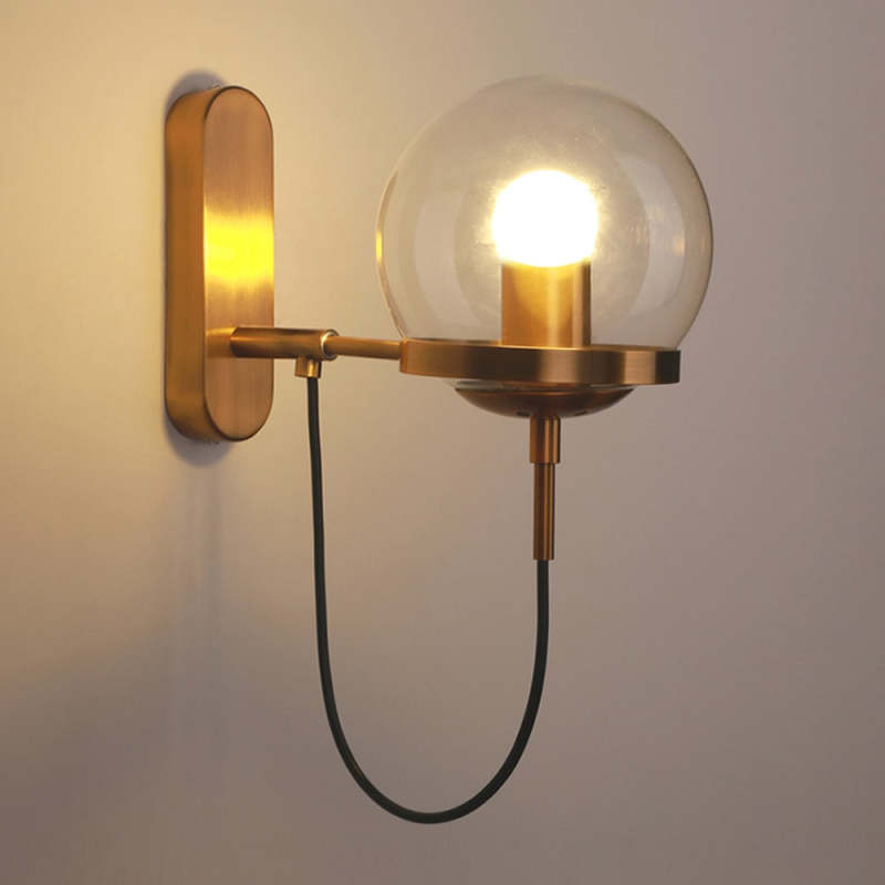 Silva Rustic Retro Glass Globe Wall Lamp, Black/Bronze - Neutralighting