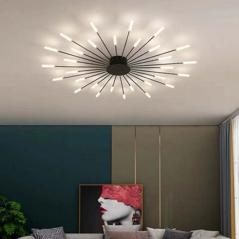 Wesley Flush-Mount Ceiling Light Fireworks, Black/Gold
