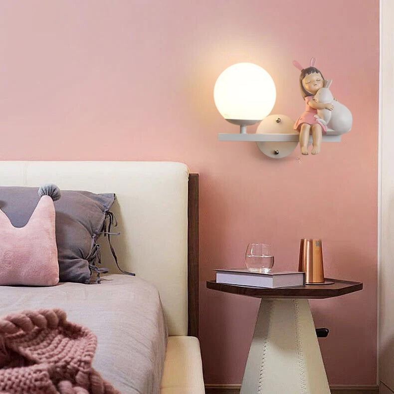 Aria Modern Metal/Glass Wall lamp, White & Pink - Neutralighting