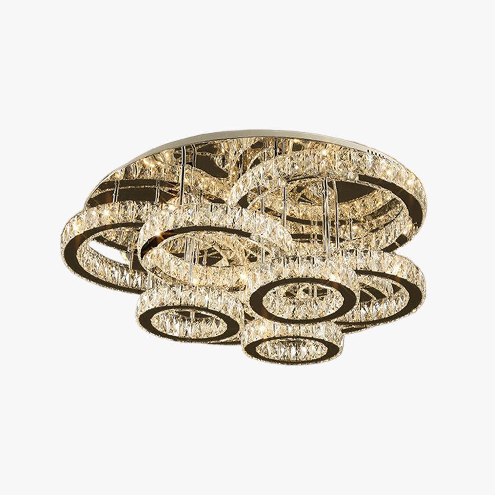 Kristy Modern Multi Ring Metal And Crystal Pendant Light - Neutralighting