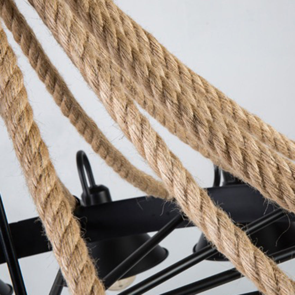 Epoch Vintage Industrial Rope Chandelier Living Room - Neutralighting